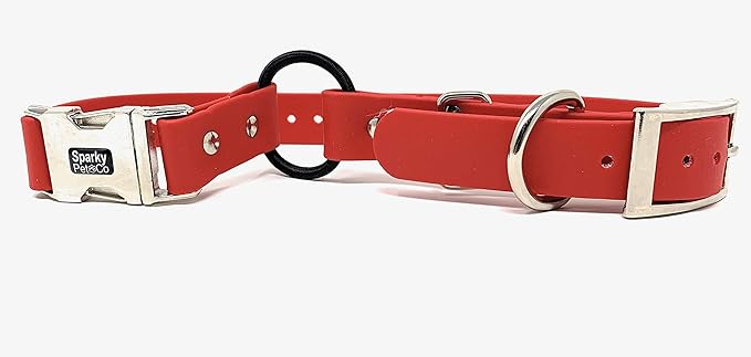 Sparky Pet Co - Zeus ECollar Replacement Strap - Bungee Loop Dog Collar - Waterproof Biothane - Adjustable - Double Buckle - Quick Snap Metal Clasp - for Invisible Fence Systems 3/4"x 28" (Red)