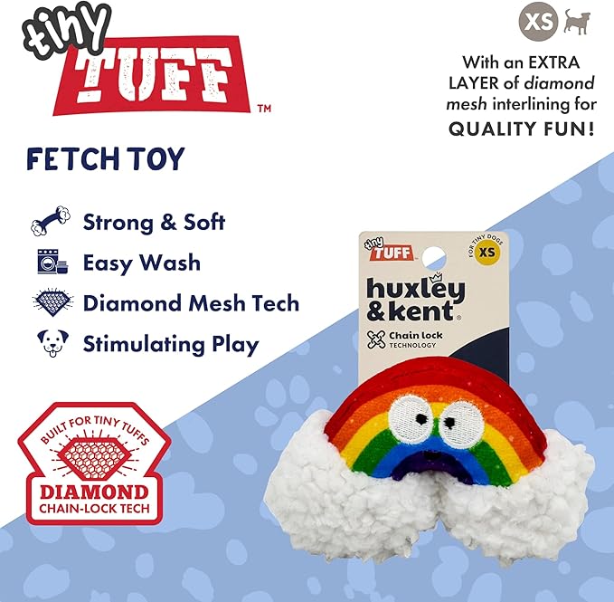 Huxley & Kent Interactive Crinkle Puppy Toys w/ Power Plush Tech - Cute Puppy Toys - Dog Toys for Enrichment (Happy Rainbow, Small)