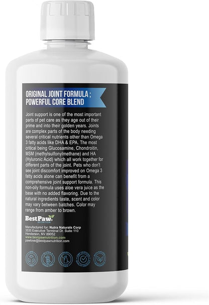 Best Paw Nutrition Liquid Glucosamine Chondroitin for Dogs - Hip Dysplasia & Joint Pain Relief - Canine Health Food Supplement - Natural Pet Vitamins with MSM for Dog Mobility Support - 32oz
