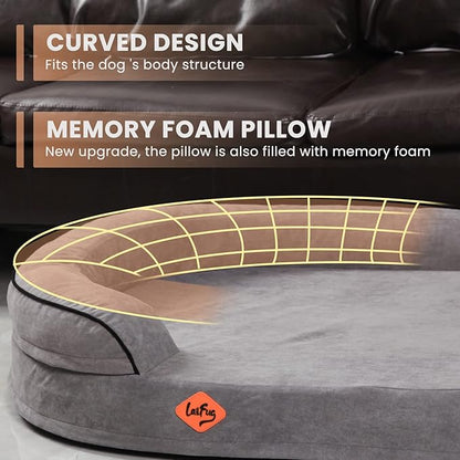 Laifug Memory Foam Oval Dog Bed (36x25x8Inches, Dark Gray), Orthopedic Dog Bed for Dogs with Durable Waterproof Liner & Removable Washable Cover & Nonskid Bottom