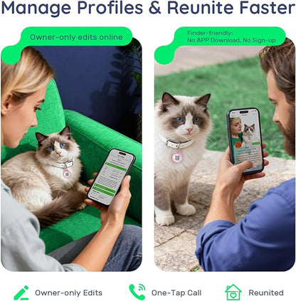 QR Code Dog Tag and Cat Tag, Scan to Reunite Faster, Waterproof and Durable, Lightweight and Quiet, Updatable Contact Info, Pink for Soft Look, 2 Tags in 1 Pack