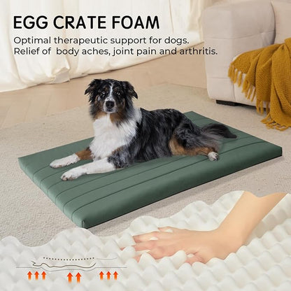BALANCE Dog Crate Bed, Orthopedic Dog Bed Pad with Waterproof Liner, Washable Crate Foam Pet Mat for Large, Medium, Puppy Dogs Breeds, Mint Leaf, 42"x28"x2"