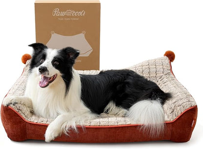 Pawccoli Orthopedic Dog Bed for Large Sized Dogs, Waterproof Supportive Egg Crate Foam Medium Dog Couch, Pet Bed with with Removable Bolsters, Washable Cover Non-Slip Bottom, (36''×26''×7.5'')