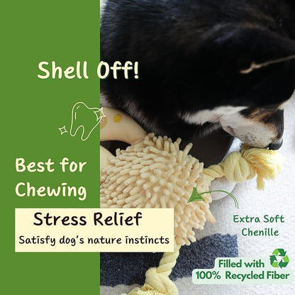 Pawfoo Lab Interactive Dog Toys, Durable Chew Squeaky Tug of War Toys for Large Medium Small Dogs, Snuffle Puppy Toy for Teeth Cleaning, 2 in 1 Puzzle Toy, Birthday Gift -Turtle