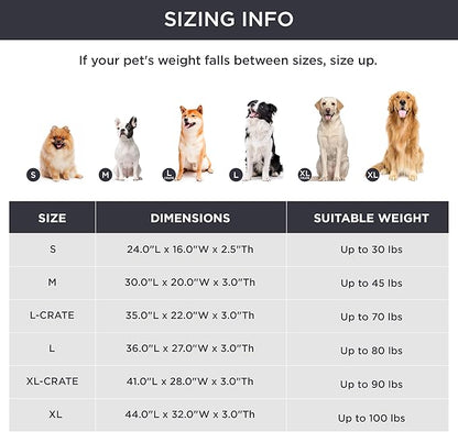 Bedsure Washable Dog Beds Large Sized Dog - 3 Inch Thicken Up to 80lbs Pet Mat Pillows with Removable Washable Cover, Grey