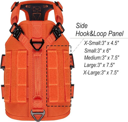 ICEFANG GN3 Tactical Dog Harness with 6X Buckle,Dog Molle Vest with Handle,3/4 Body, Hook and Loop Panel for ID Patch,No Pulling Front Clip (X-Small (Pack of 1), Safety Orange)