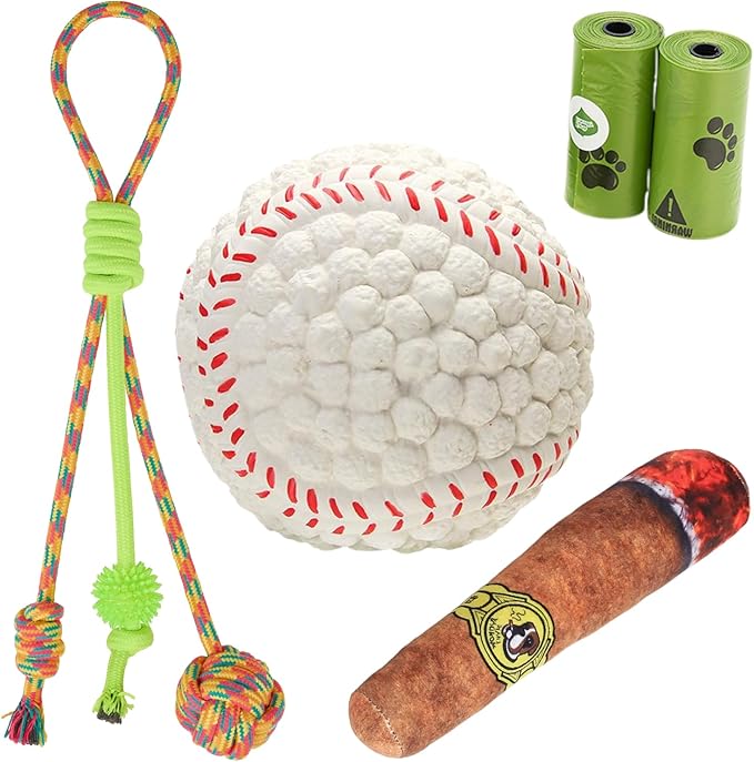 5 Pack Interactive Dog Toy Set,Squeaky Latex, Plush & Rope Toys for Medium Dogs, Fun Chew Toys for Training, Play, and Exercise