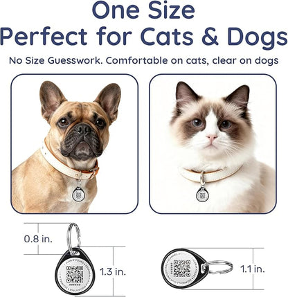 QR Code Dog Tag and Cat Tag, Scan to Reunite Faster, Waterproof and Durable, Lightweight and Quiet, Updatable Contact Info, with Eye-Catching Pet Character Design, Black-Skater Kitty