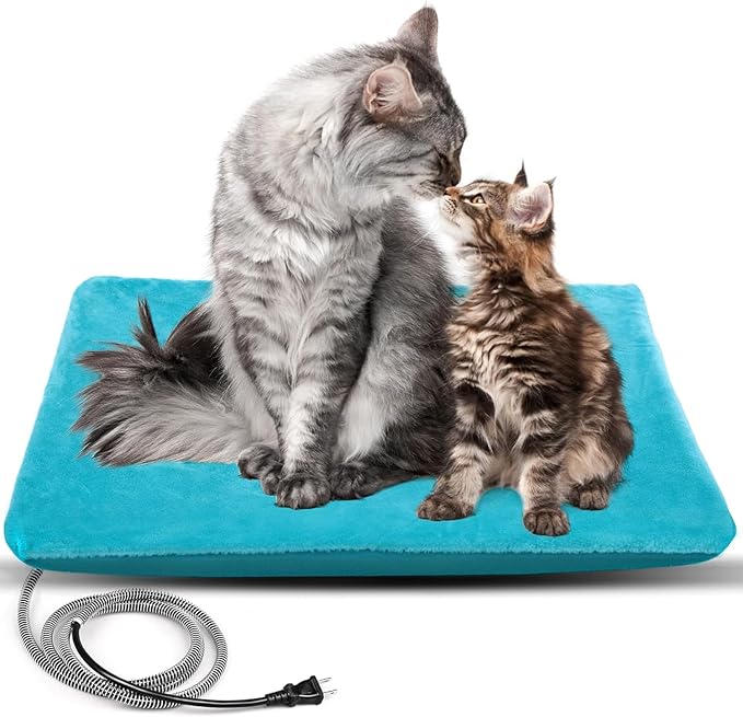 PETNF Outdoor Pet Heating Pad - Waterproof Electric Warming Mat Blanket Safe Heated Bed for Feral Cat Dog & Cat House, Winter Outdoor Use 28"X16"