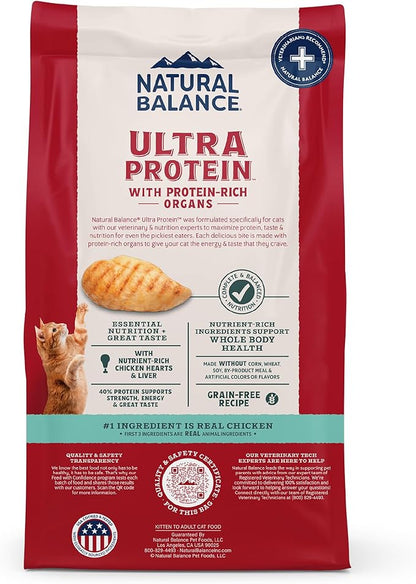 Natural Balance Ultra Protein Dry Cat Food, Real Chicken & Chicken Meal Recipe with Protein-Rich Organs - 10 lbs.