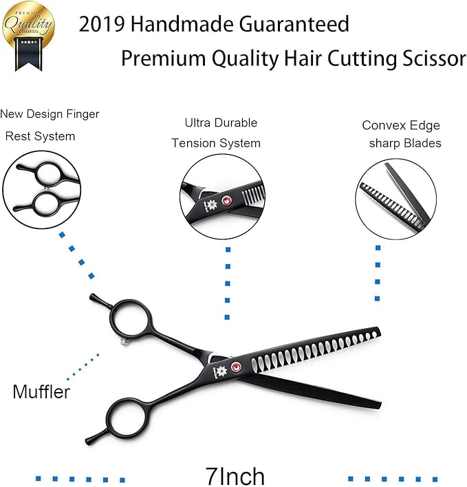 Dream Reach Professional 7.0'' Curved Chunker Scissors for Dogs and Cats