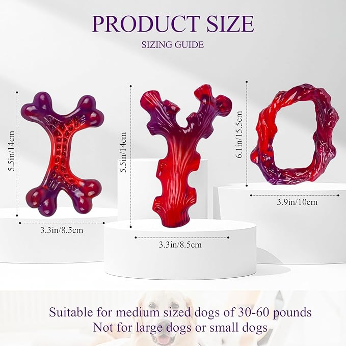 Frienhund 6-Pack Indestructible Dog Toys for Large Breed: Dog Toys for Aggressive Chewers, Nylon Dog Chew Bones for Large Dogs, Dog, Irresistible Beef Flavor