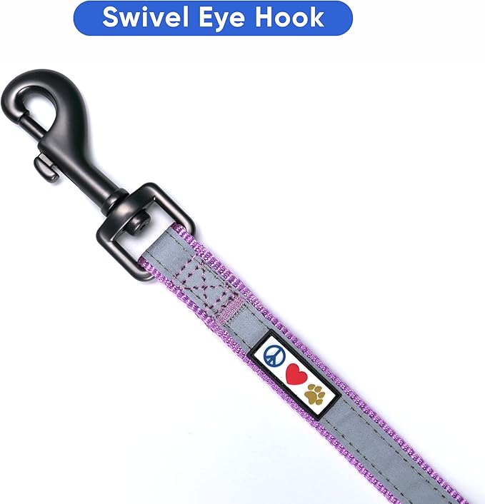 Pawtitas Personalized Orchid Dog Leash 6 ft Custom ID Lead for Dogs & Puppies Reflective Comfortable Padded Handle Embroidered Name & Phone Number
