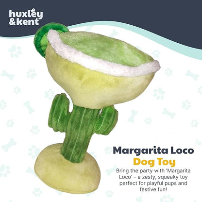 Huxley & Kent Funny Dog Toy w/Squeaker – Power Plush Squeaky Dog Toys for Small, Medium & Large Dogs – Soft Stuffed Animal for Indoor Play & Fetch - Margarita Loco, Small
