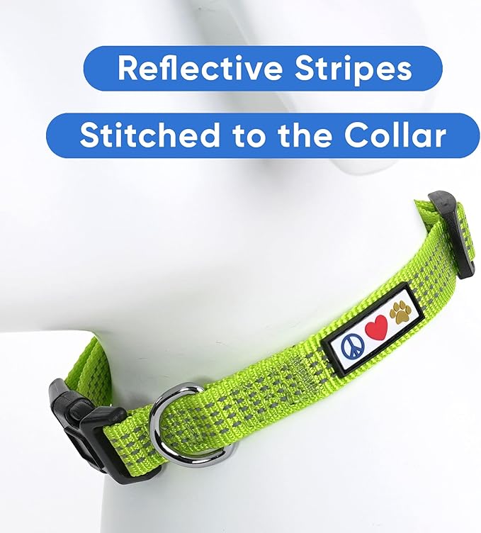 Pawtitas Reflective Dog Collar Adjustable Dog Collars for Small Dogs Puppy Collar Extra Small Dog Collar Green Dog Collar