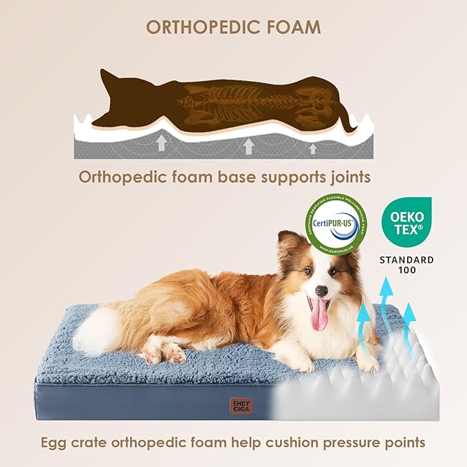EHEYCIGA Orthopedic Medium Dog Beds for Small Dogs with Removable Washable Cover for Crate, Spa Blue, 30x20