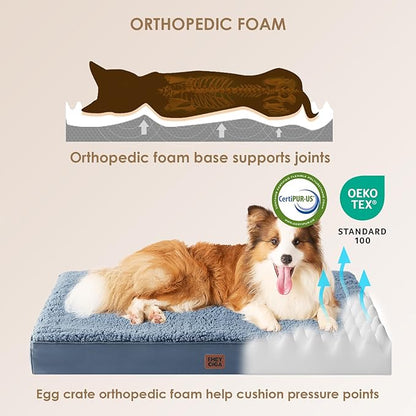 EHEYCIGA Orthopedic XXL Dog Beds for Jumbo Dogs with Removable Washable Cover for Crate, Spa Blue, 47x29