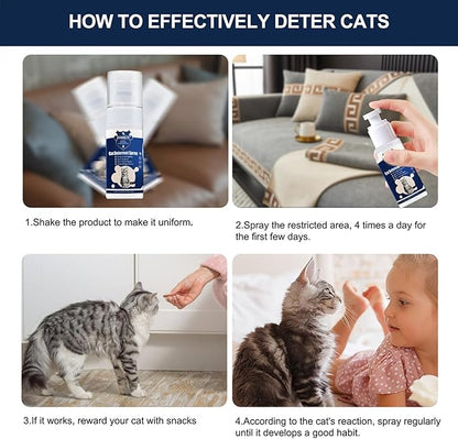 JAMBOS Cat Deterrent Spray - Safe Indoor & Outdoor Deterrent for Furniture Protection, Effective Training Aid with Natural Ingredients - Non-Toxic Anti-Scratch Formula (Blue, M)