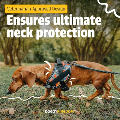 DOGGYKINGDOM Non Pull Dog Harness with Patch Panels and Handle, Adjustable, Reflective, No Choke, Heavy Duty Easy On Service Dog Vest Harnesses for Medium Large Small Sized Dogs - Pink, 2XL