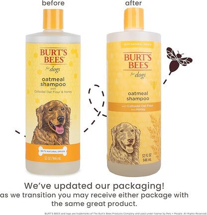 Burt's Bees for Pets Oatmeal Dog Shampoo with Colloidal Oat Flour and Honey, 2pk, 95% Natural Origin Formulas, Shampoo for Dogs - 2pk, 32 oz