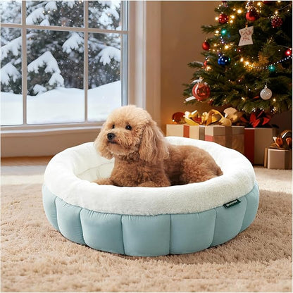 BALANCE Cat Beds for Indoor Cats, Washable Round Cat Bed, Cute Kitten Bed with Anti-Slip Bottom for Kitty and Puppy, 23 Inches, Dream Blue