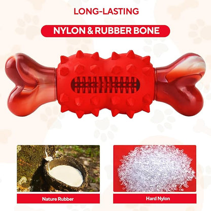 LIFLIX Dog Toys for Aggressive Chewers, Tough Indestructible Dog Chew Toys, Durable Nylon & Rubber Teething Toys for Large Medium Breed, Bone Shape