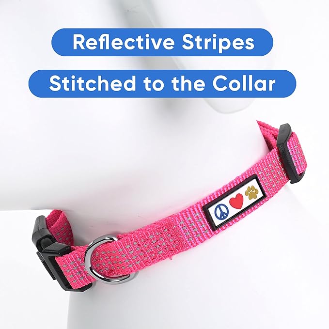 Pawtitas Reflective Dog Collar Adjustable Dog Collars for Small Dogs Puppy Collar Extra Small Dog Collar Pink Dog Collar