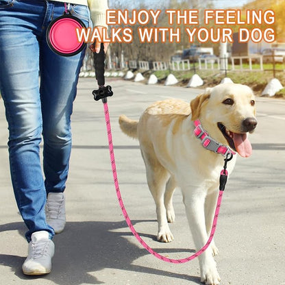 BARKBAY Dog Leashes for Large Dogs Heavy Duty Dog Leash 4/5/6 FT with Comfortable Padded Handle and Highly Reflective Threads for Medium Large Dogs Walking Training Running (5FT-1/2'',Pink)