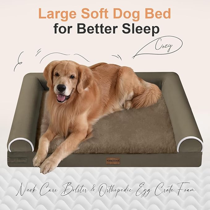 Small Dog Bed Orthopedic Washable: Beds Bolster Small Sized Dogs Cats Bed Egg Crate Foam Couch Sofa Waterproof with Removable Cover - Brown