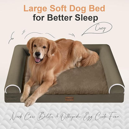 Small Dog Bed Orthopedic Washable: Beds Bolster Small Sized Dogs Cats Bed Egg Crate Foam Couch Sofa Waterproof with Removable Cover - Brown