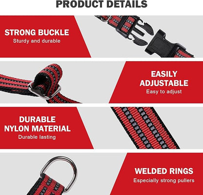 Hikiko Martingale Dog Collars Reflective Nylon Dog Collar with Quick Release Buckle Adjustable Training No Slip Dog Collar (Large, Red)