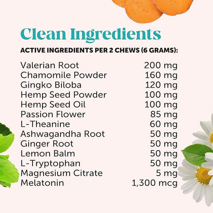 Natural Hemp Calming Chews for Dogs, Maximum Strength Stress Support for Anxiousness with Melatonin & Valerian Root, Non-Sedating Dog Relaxing Chews for Separation, Thunder & Vet Visits – Duck (90 Ct)