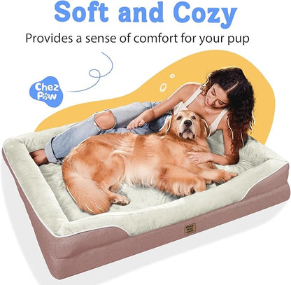Orthopedic Washable Large Dog Bed - Removable Orthopedic Dog Bed XL with Bolster Extra Large Dogs Beds with Washable Cover for Large Size Pet Non-Slip Bottom