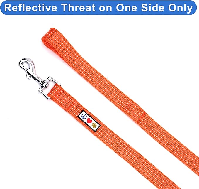 Pawtitas Orange Dog Leash 6 ft XS/S Reflective Durable Lightweight Dog Lead for Small Dogs and Puppies