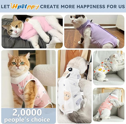 Hpetppy Cat Recovery Suit for Spay Abdominal Wounds, Breathable Cat Onesie for Cats After Surgery Female, Kitten Surgical Recovery Suit Female Cone of Shame Alternative for Cats Anti Licking