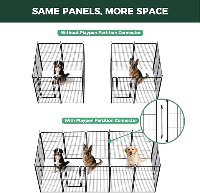FXW Rollick Unleashed Dog Playpen for Indoor, Yard, RV Camping, 45 inch 16 Panels Dog Pen with Connectors (Pack of 2) for Large Dogs│Patented