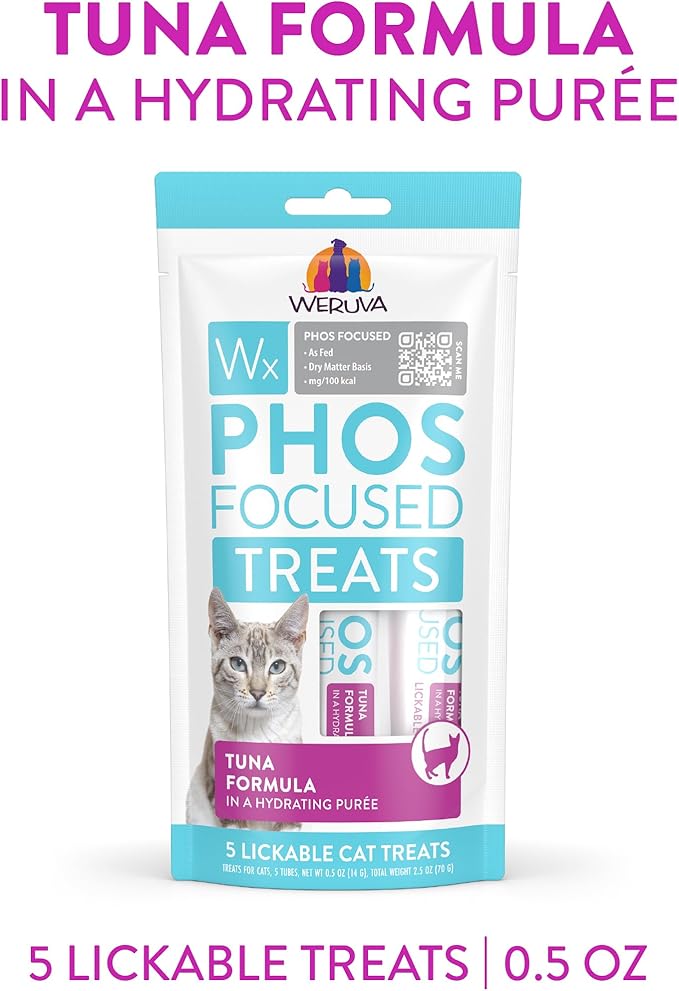 Weruva Wx Phos Focused, Tuna Formula Lickable Cat Treats, 0.5oz Tube, Pack of 5