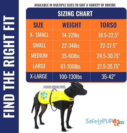 SafetyPUP XD Dog Reflective Vest – Hi-Vis Fluorescent Visibility That Helps to Safeguard Your Pet On/Off Leash in Urban & Rural Areas (Yellow, X-Large)