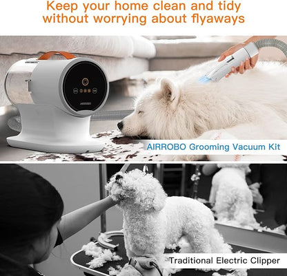 AIRROBO Dog Grooming Vacuum Kit,12000Pa Strong Pet Vacuum for Shedding,Grooming Hai,Quiet,PG100,2L Large Capacity