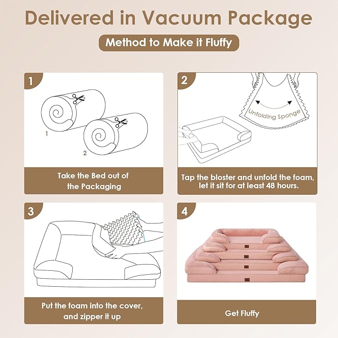 EHEYCIGA Orthopedic Dog Bed for Small Dogs, Waterproof Memory Foam Small Dog Beds with Sides, Non-Slip Bottom and Egg-Crate Foam Medium Pet Couch Bed with Washable Removable Cover, Dusty Pink