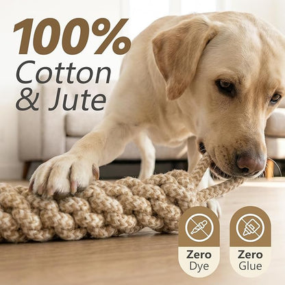IRRESTRICO Dog Chew Toys for Aggressive Chewers, Rope Toys for Large Dogs with Dental Benefits, Durable Training Chew Rope, M Size