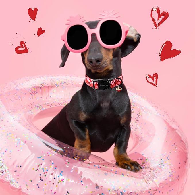 Unique style paws Valentine's Day Dog Collar Plastic Buckle Collar with Pendant Red Pink Love Gift Wedding Small Medium Large Boys Girls Dogs
