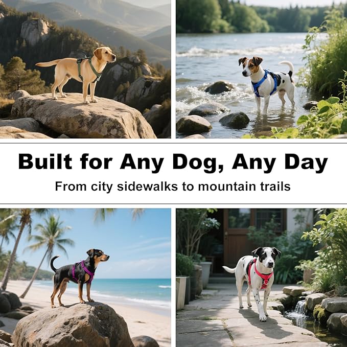 Plutus Pet Adjustable No Pull Dog Harness with Leather Accents, Heavy Duty Reflective Nylon Vest for Training, Hiking, Easy Walk Harness for Small, Medium, Large Dogs (Royal Blue, S)