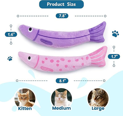 PURETOY Catnip Toys, [9000mg] Extra Large Cat Toys for Indoor Cats, 100% Natural North American Catnip Floppy Fish, Crinkle Sound, Soft Cotton-Free Surface for Chewing, Teething & Kicking