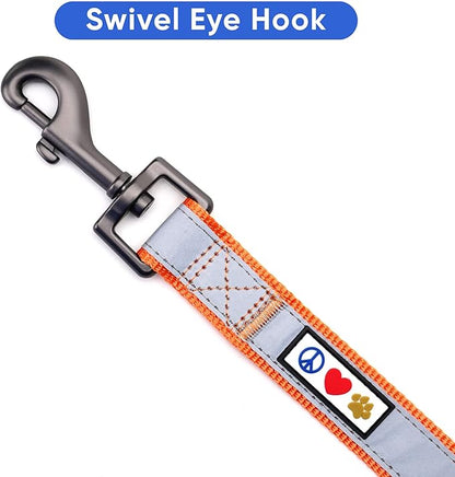 Pawtitas Orange Dog Leash 6 ft Custom ID Lead for Dogs & Puppies Reflective Comfortable Padded Handle Embroidered Name & Phone Number