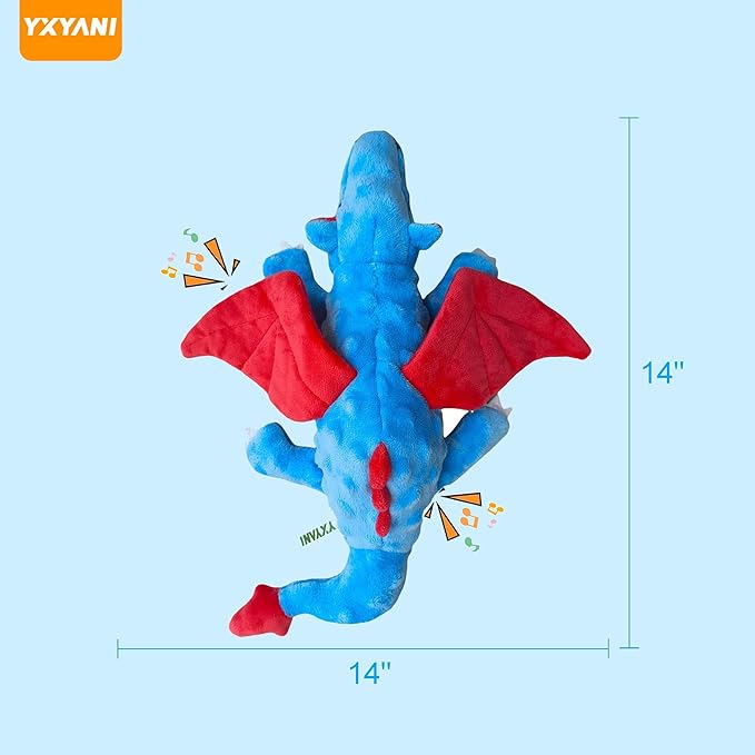 YXYANI Durable Plush Dinosaur Dog Toys with Squeaker, Crinkle Paper Stuffed Chew Toys for Small Middle and Large Dogs 14 Inch