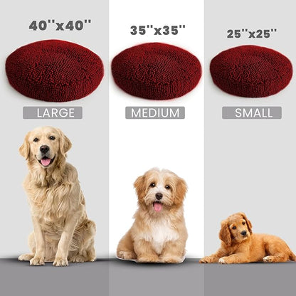 Muddy Mat®Cloud K-9 Bed for Dogs & Cats, Soft & Relaxing Donut Dog Bed, Chenille Material, Removable Cover, Washable & Dryer Safe–Red Medium(35'x35')