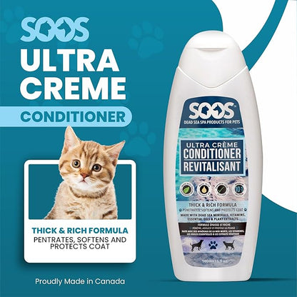 Soos Pets Ultra Crème Conditioner for Dogs and Cats | Natural Dead Sea Minerals | Smoothness, Polish Deeply | Absorbing with Vitamins Essential Oils Natural Ingredients - 500ml