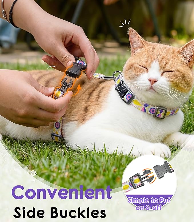 Halypet 2-Pack Cat Harness and Leash Set, Escape Proof 3-in-1 Adjustable Harness for Cats, Soft Lightweight, Easy On & Control for Walking, Travel & Outdoor Use, Pastel Floral, Medium