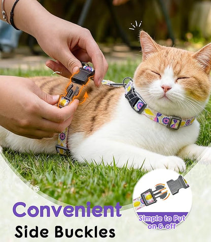 Halypet 2-Pack Cat Harness and Leash Set, Escape Proof 3-in-1 Adjustable Harness for Cats, Soft Lightweight, Easy On & Control for Walking, Travel & Outdoor Use, Pastel Floral, Medium
